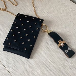 Cross body mini leather pouch